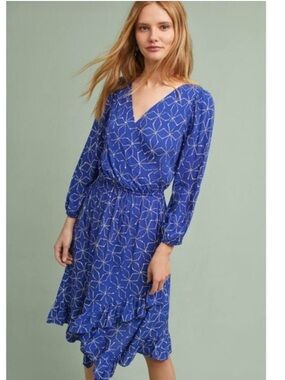 Anthropologie Tracey Reese Small  Blue Geometric Print Dress 💙